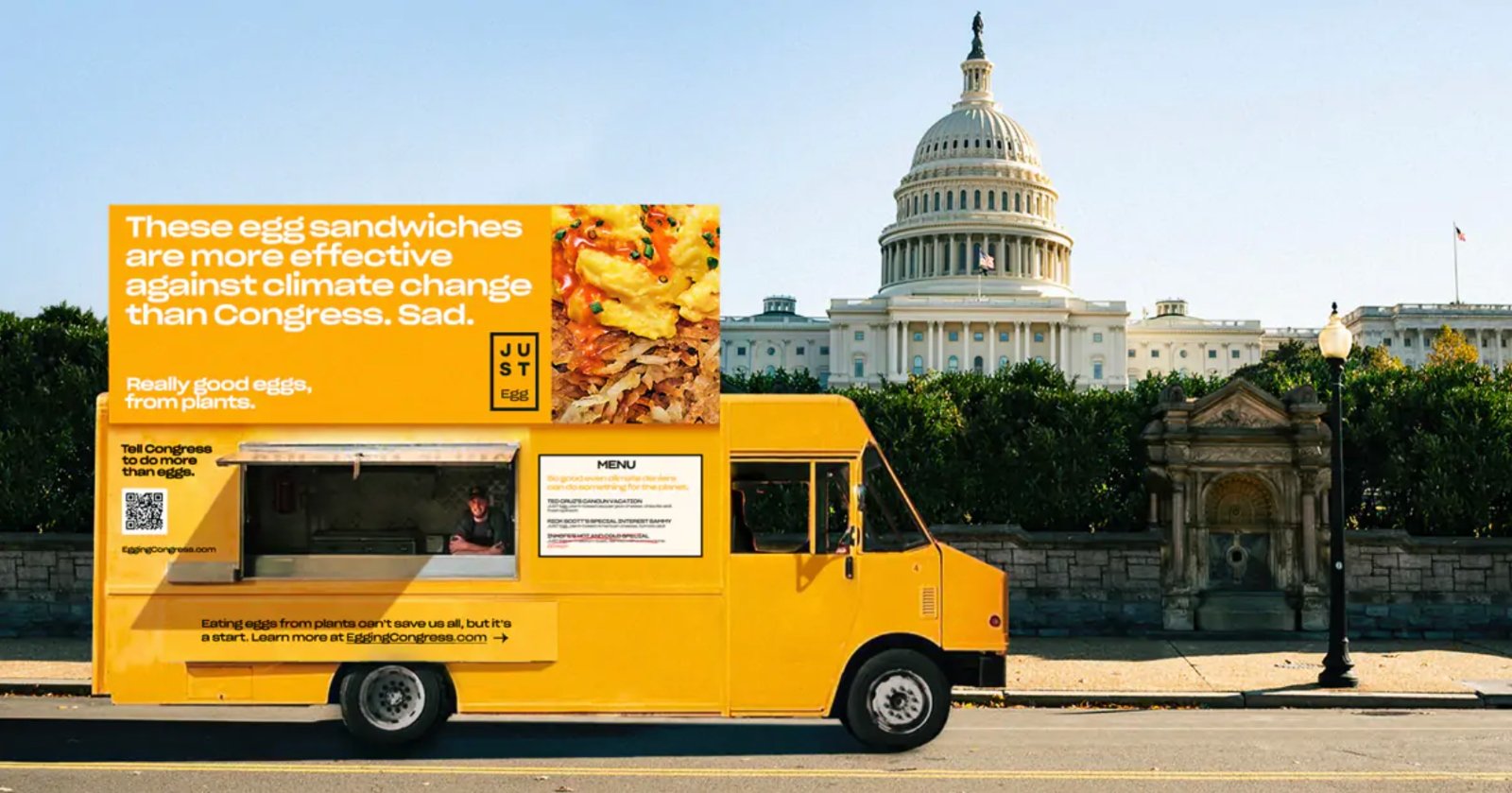 Eat Just's vegan egg sandwich food truck outside congress