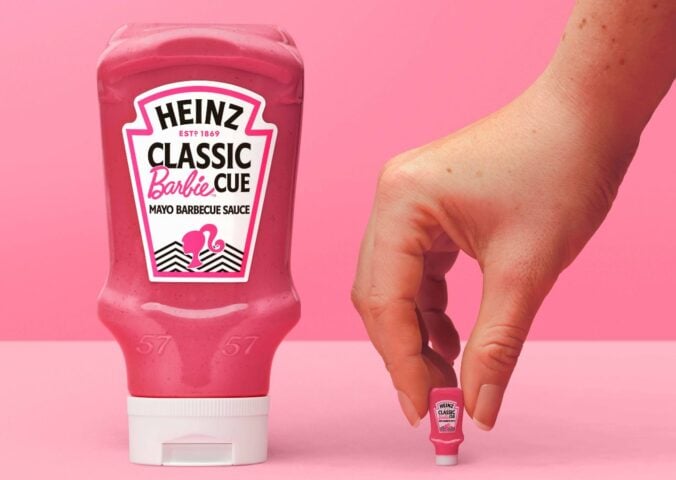 A bottle of pink "Barbiecue sace" - a new vegan mayo from Heinz