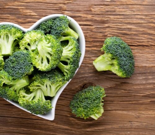 Artistic aerial shot of broccoli, a protein-rich vegetable