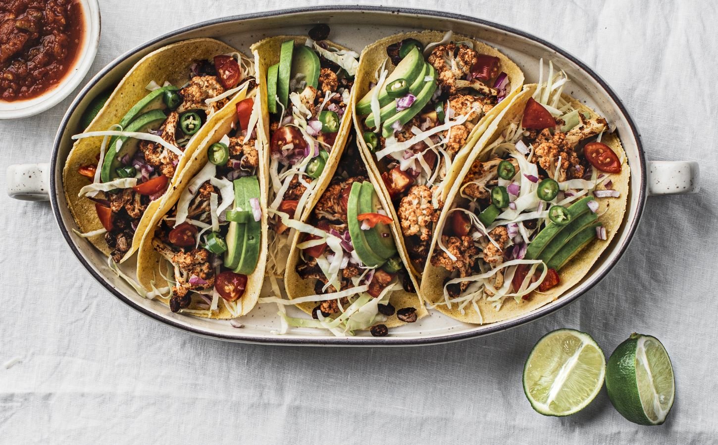 Vegan cauliflower sheet tacos