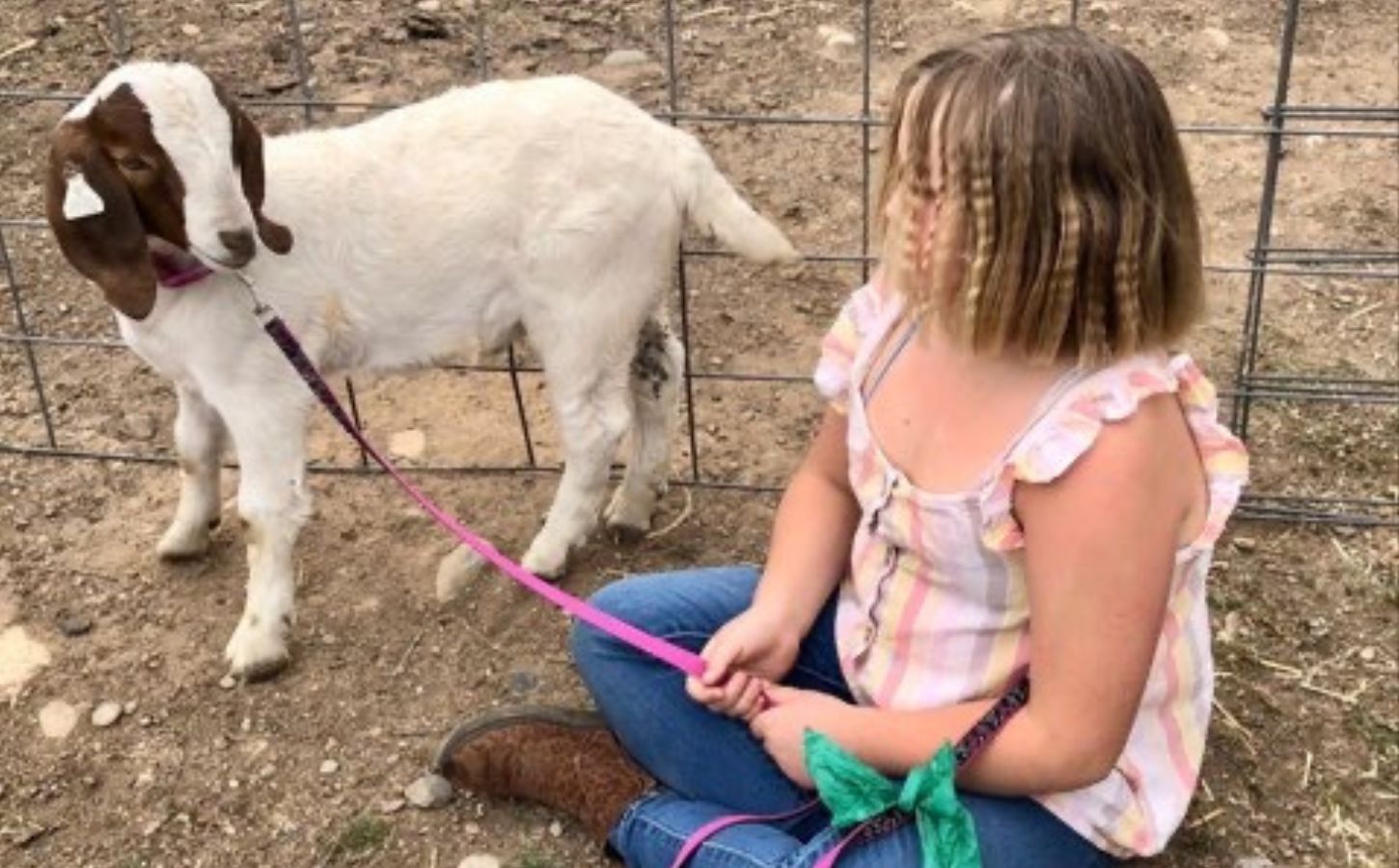 Cedar the goat and his owner