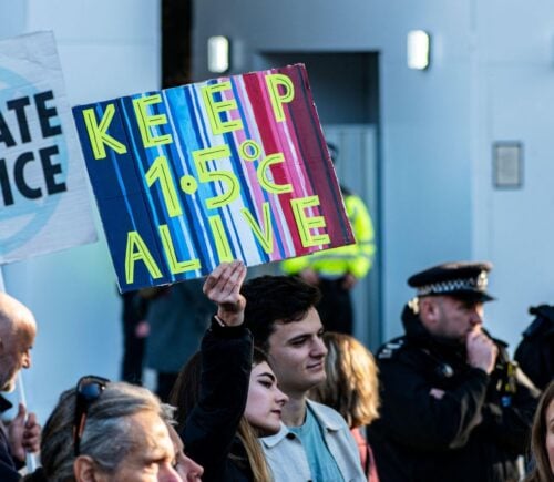 environmental protestors on a climate march