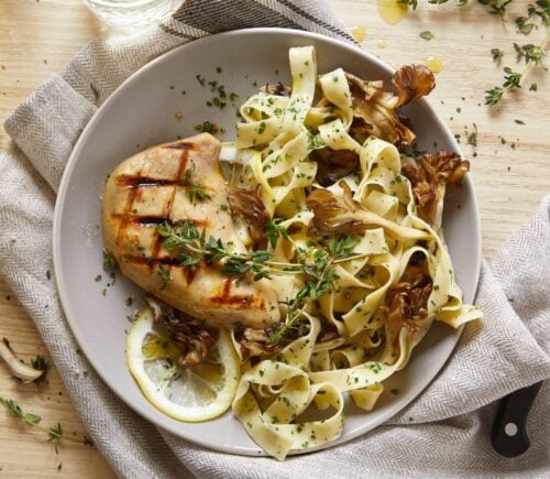 A plate of cultured chicken made by cultivated food brand GOOD Meat, division of Eat Just