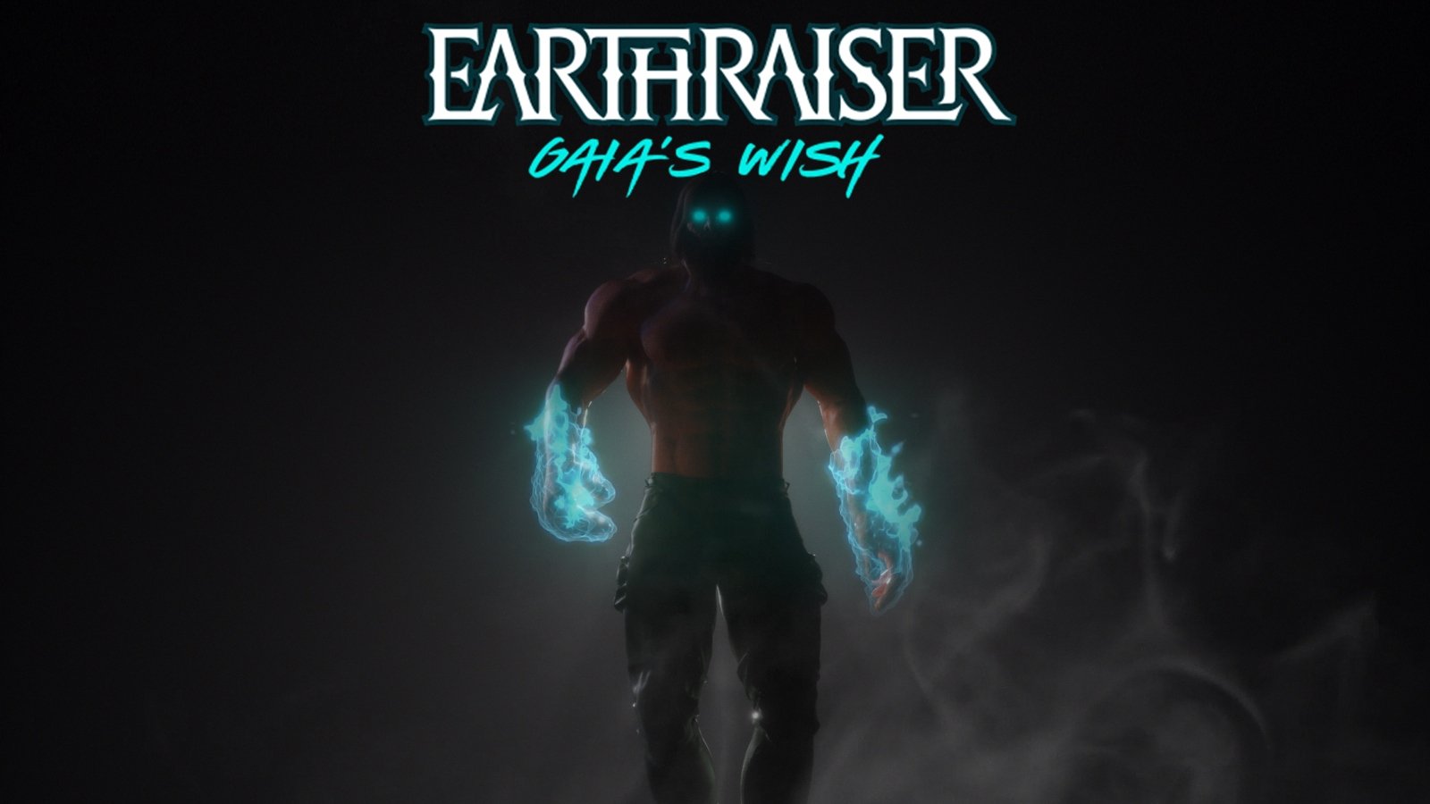 A video game still showing a silhouette of superhero EARTHRAISER