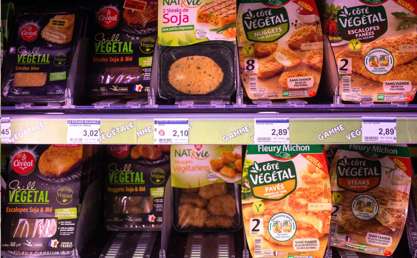 Vegan meat at a French supermarket