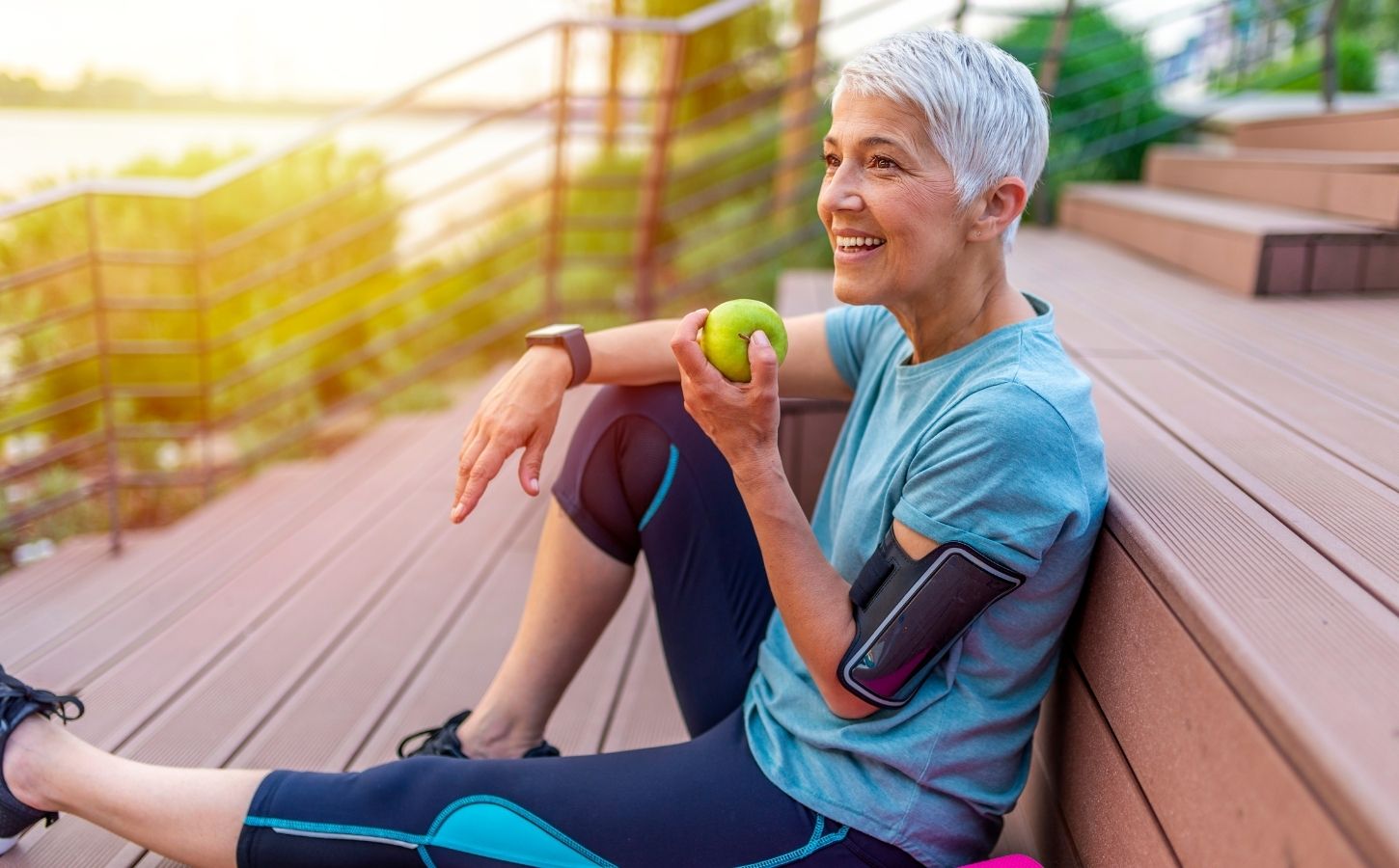 Healthy elderly woman powered by plant-based protein