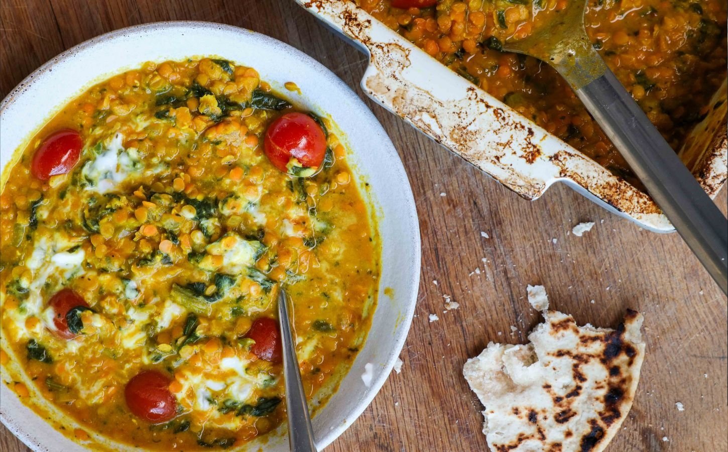 lazy lentil dahl plant based curry vegan recipe with coconut and tomato