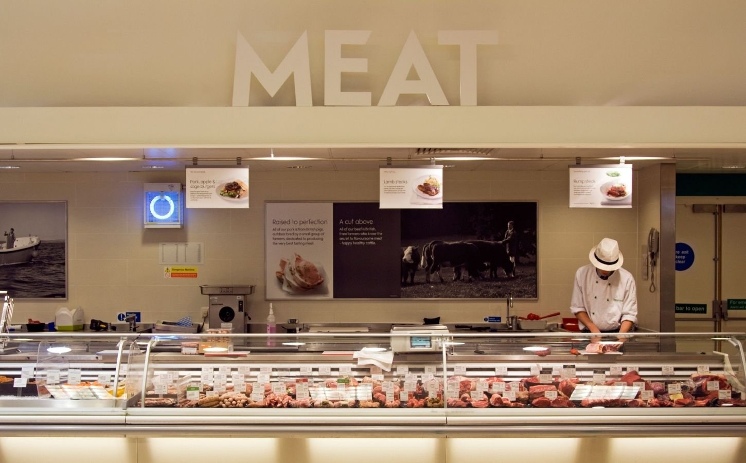 Meat counter in a supermarket, where new ads are targeting young consumers