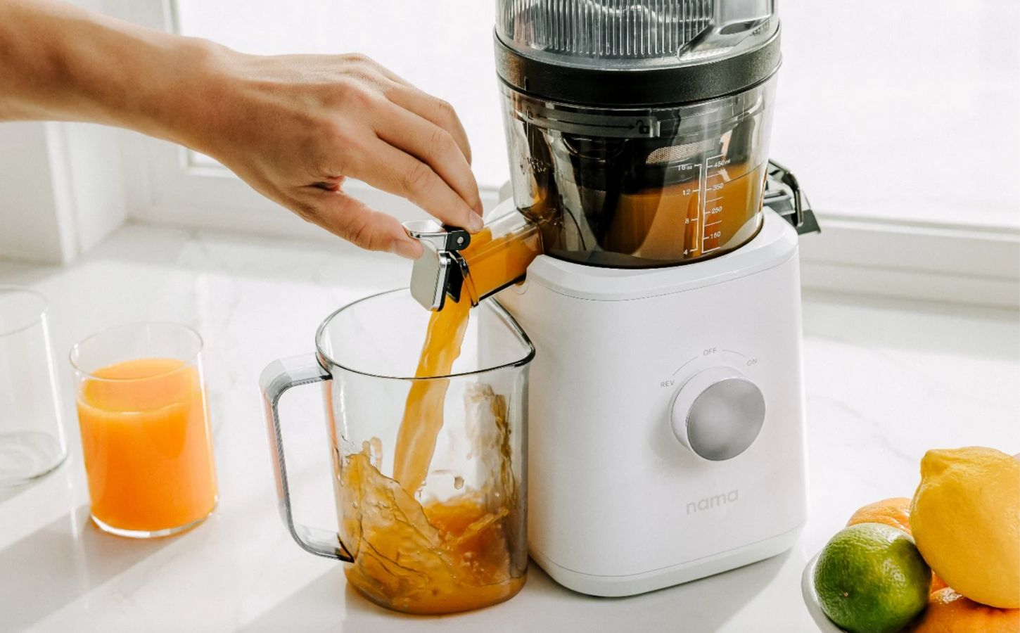 Nama J2 Cold Press Juicer making vegan juices and smoothies