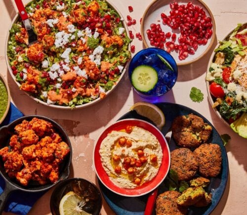 Aerial shot of vegan food at the newly rebranded Neat vegan restaurant