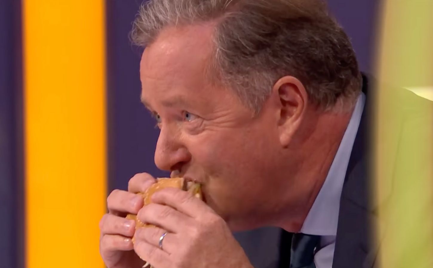 Piers Morgan eating a Big Mac in front of a vegan on his Talk TV show