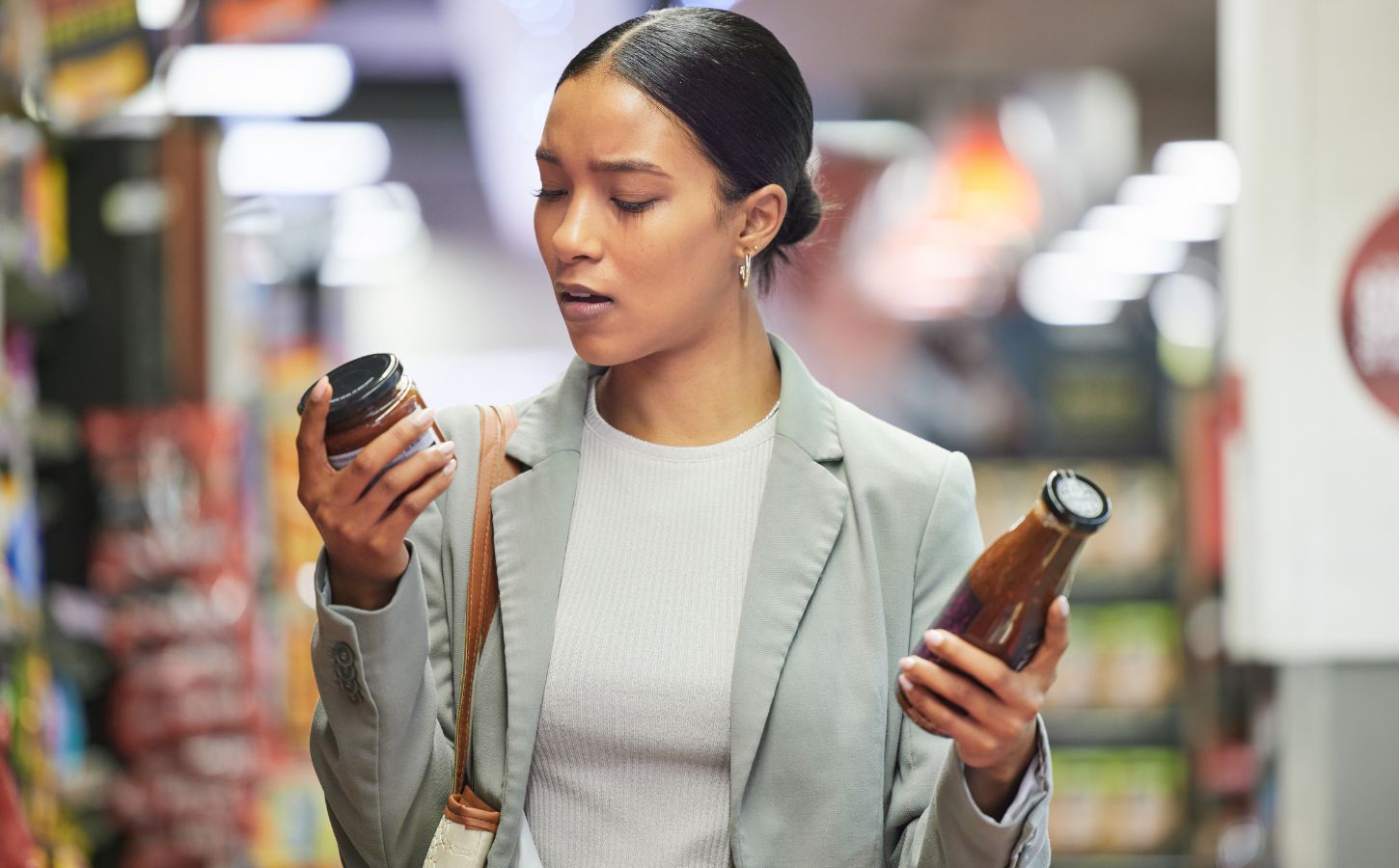 Woman reading food labels