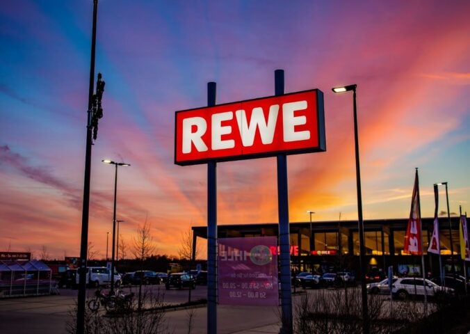 The outside of supermarket chain REWE, which is opening a fully plant-based version