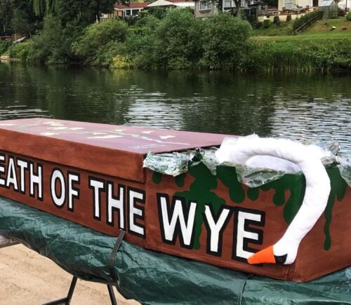 Protestors against pollution in the River Wye