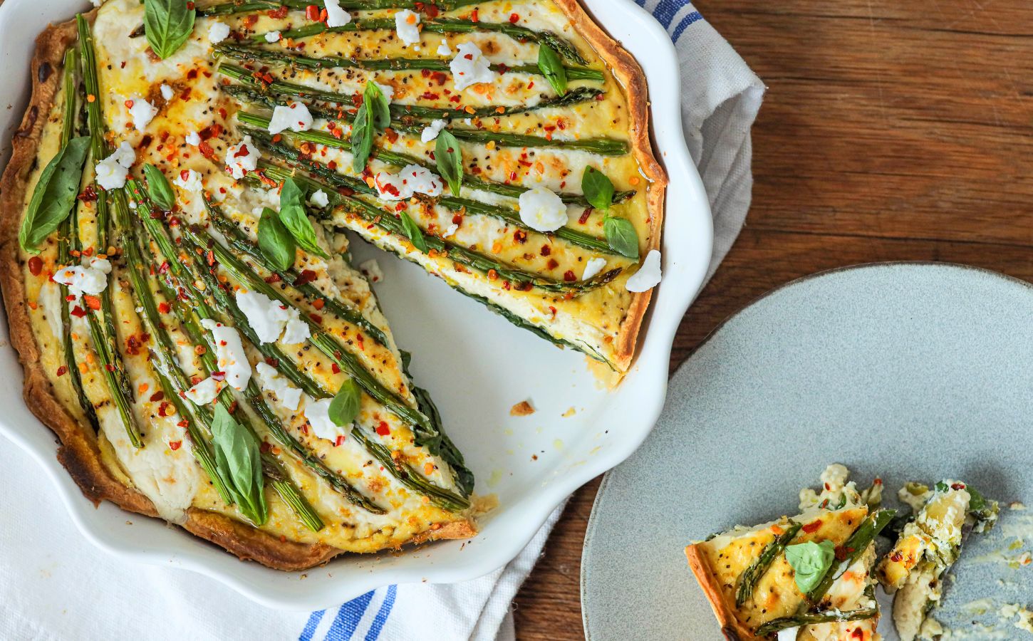 A vegan spring pie recipe made with dairy-free cheese and vegetables