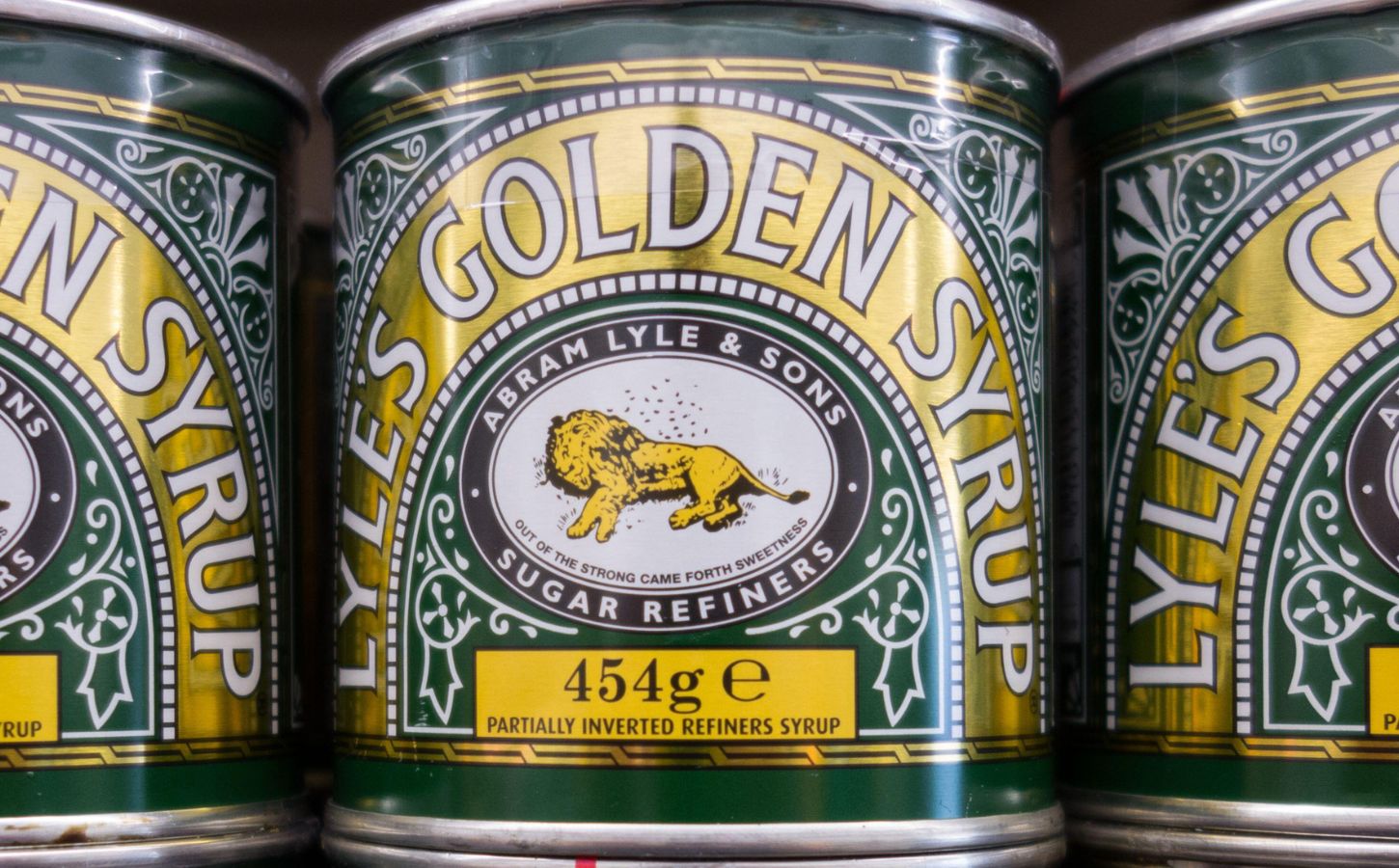 Tate & Lyle's Golden Syrup, featuring the dead lion logo