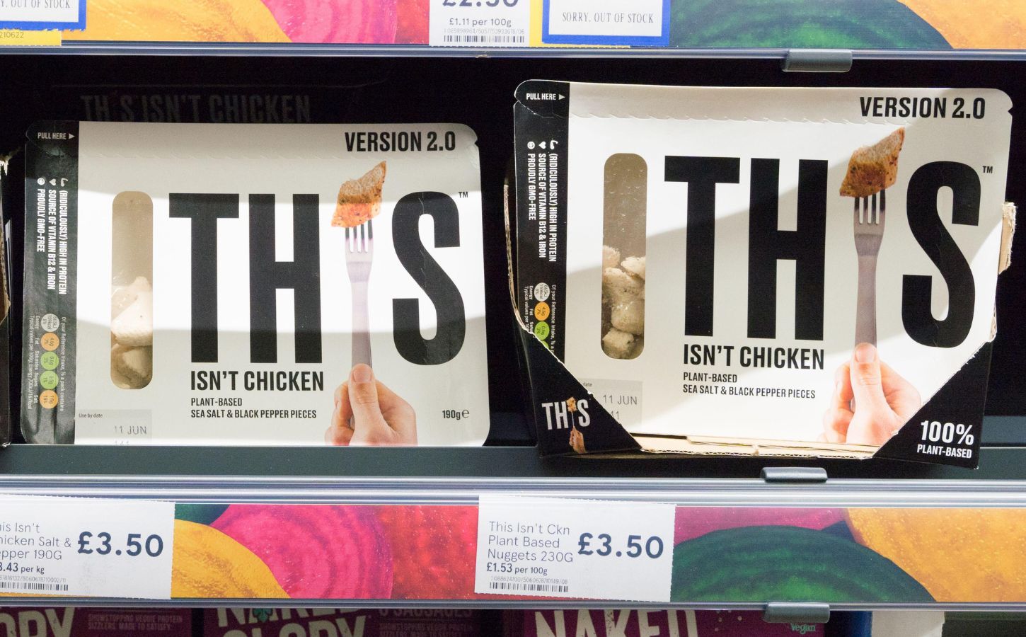 THIS, a plant-based brand that just secured investment from ITV, vegan chicken on a supermarket shelf