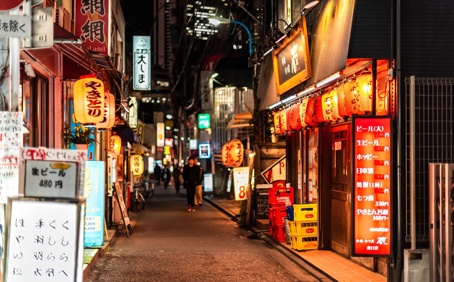 A street in Tokyo, Japan, filled with restaurants