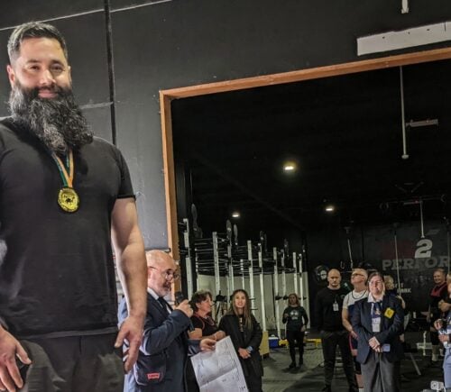 Vegan bodybuilder Noah Hannibal at a powerlifting competition