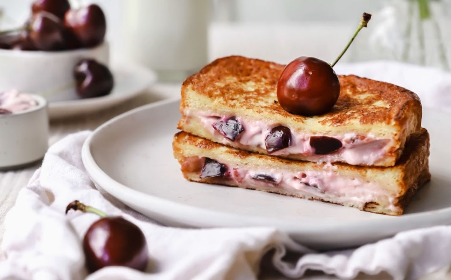 Vegan cherry French toast