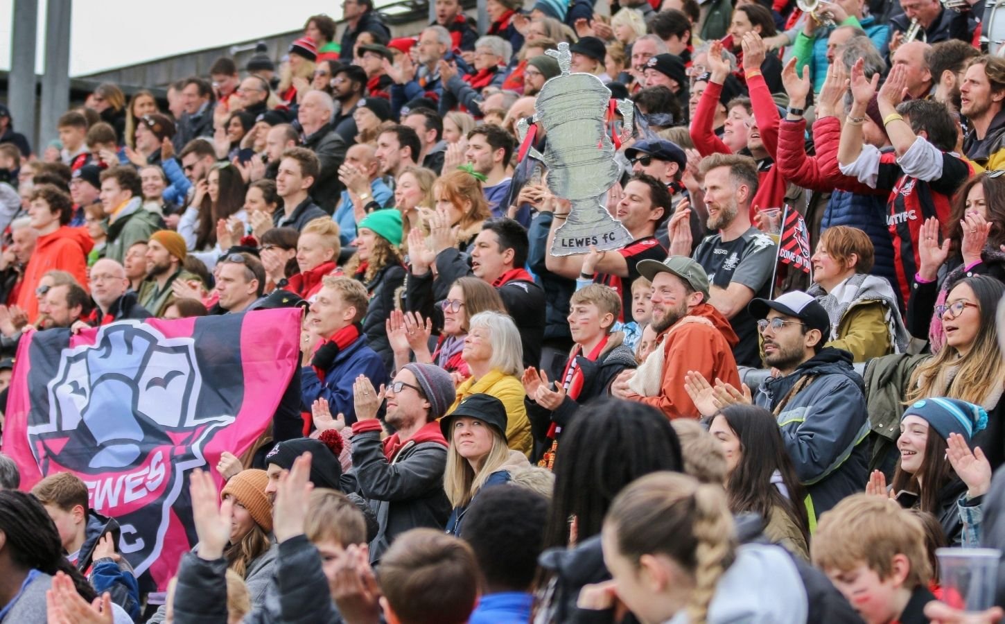 Lewes LFC fans watching their team in the FA Cup