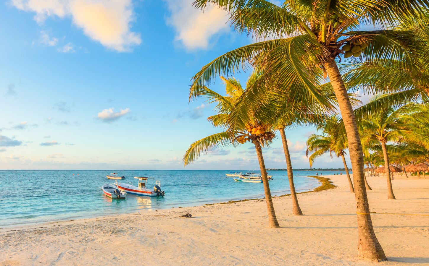 Sunrise at the beach in Riviera Maya, coast of Mexico