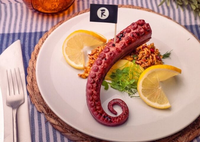 A vegan 3d printed octopus from Revo Foods