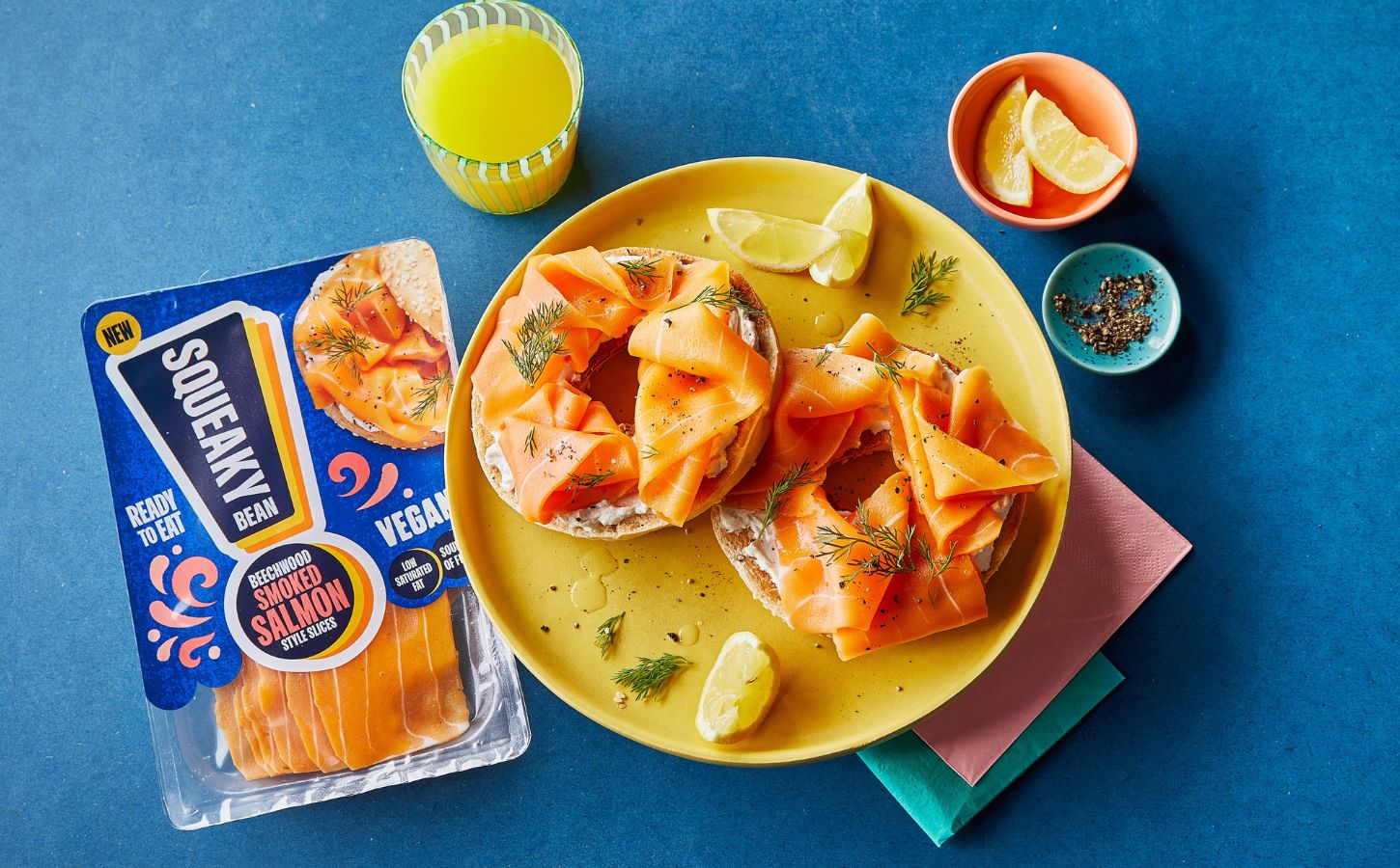 A plate of vegan smoked salmon from Squeaky Bean, which is now available to buy in UK supermarkets