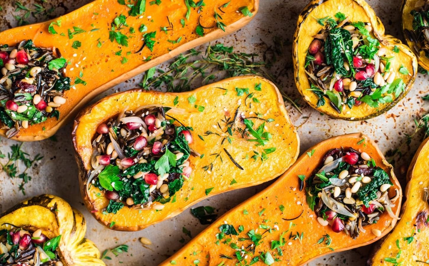 A vegan stuffed squash with wild rice recipe