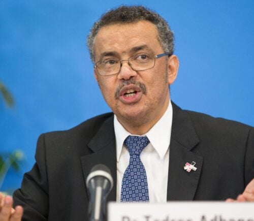 Photo shows WHO Director-General Dr Tedros Adhanom Ghebreyesus, who has previously called for a shift towards plant-based diets